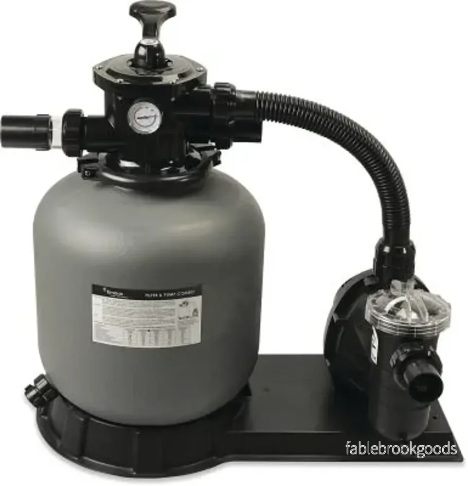 Sandfilterset FSP400 med toppmonterad 6-vägsventil och centrifugalpump med förfilter Sandfilterset FSP400 med toppmonterad 6-vägsventil och centrifugalpump med förfilter