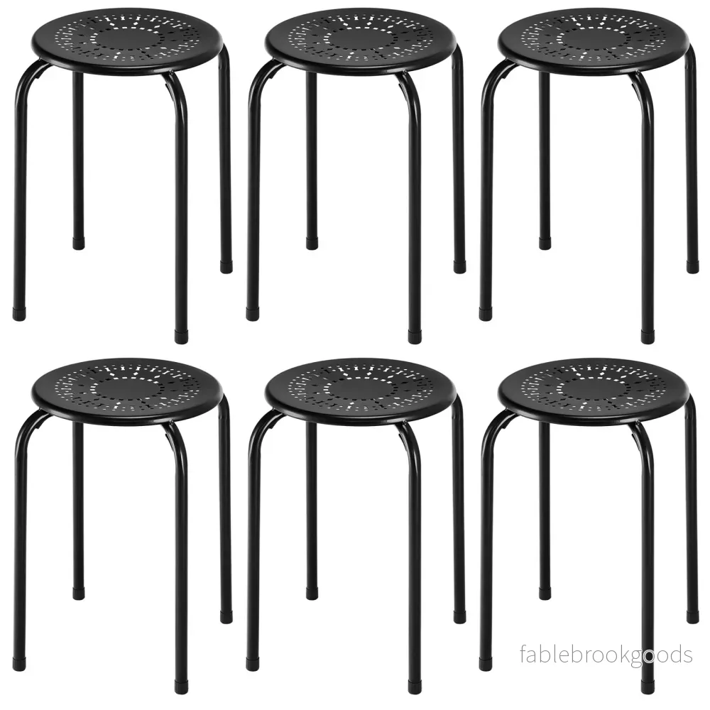 pack – stapelbara pallar, metallpall, rund matpall med robust metallram – 6