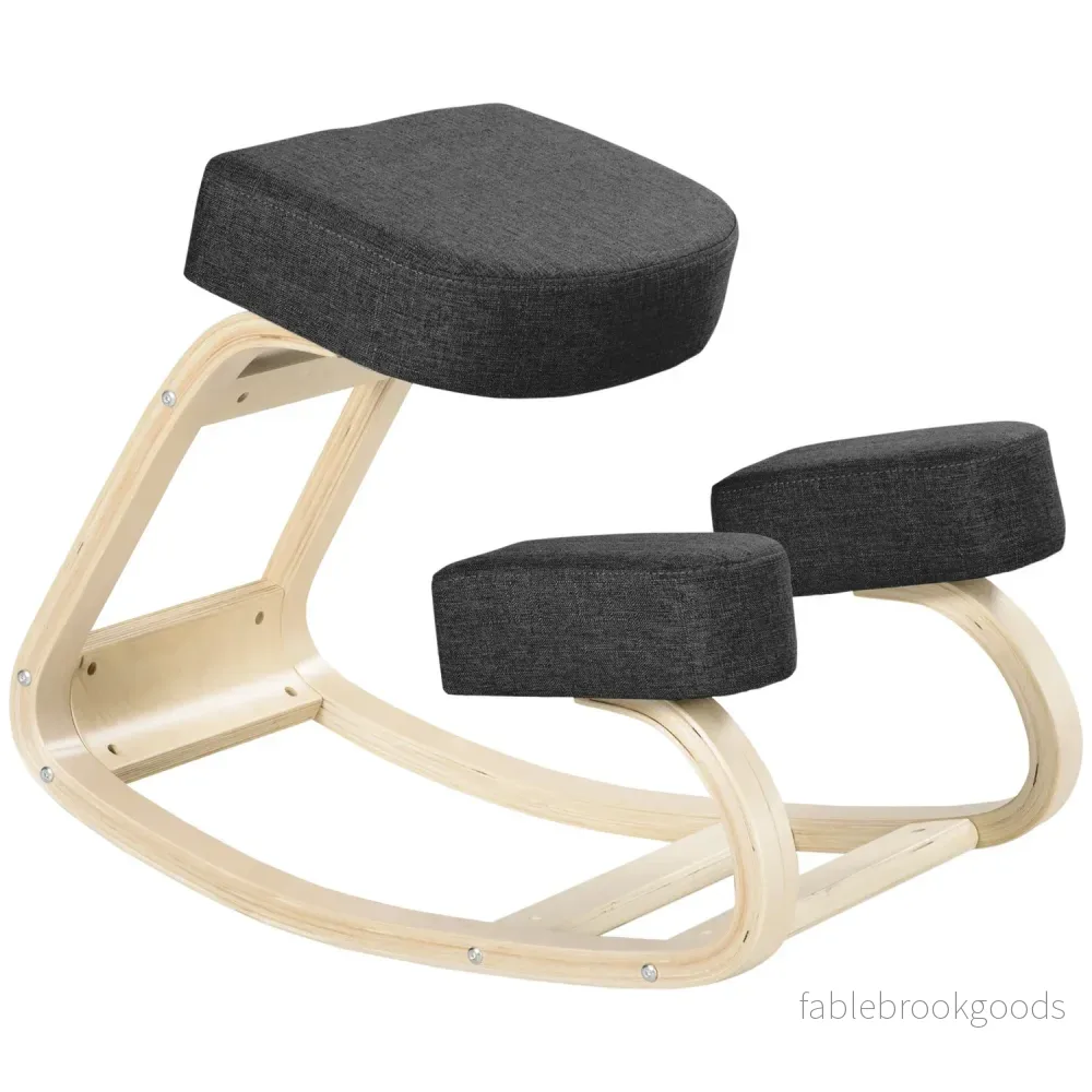 Ergonomisk knästol, björkträ, svart, 120 kg Kapacitet