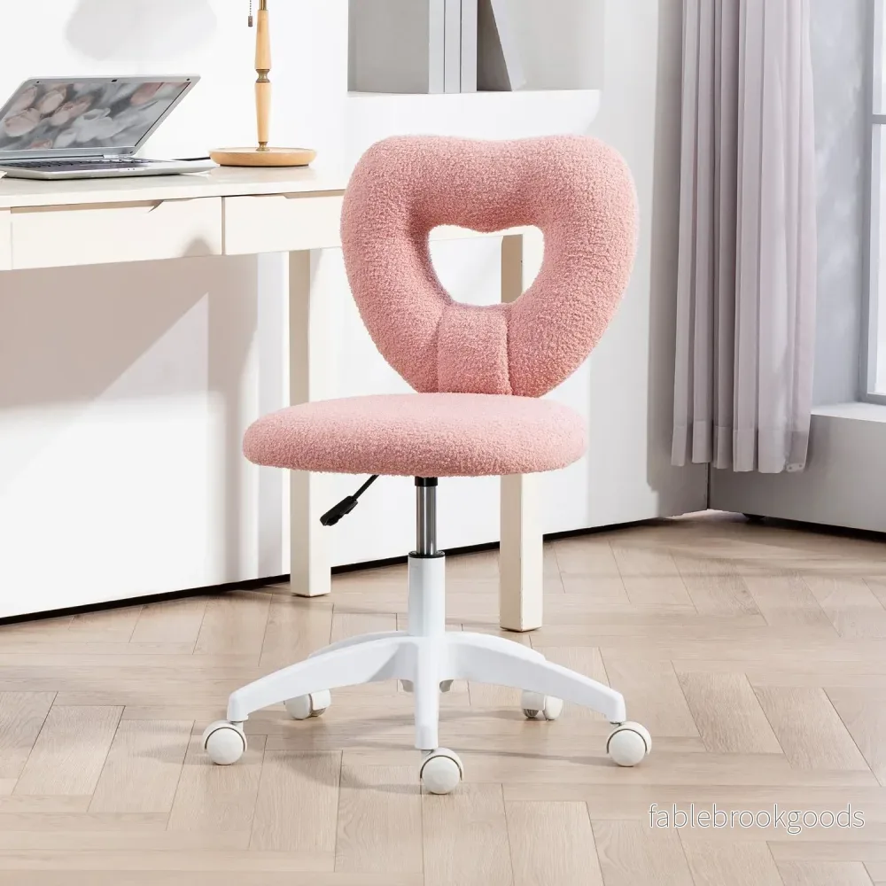 Rosa svängstol med hjärtrygg – justerbar, armlös, mysig - Bild 2