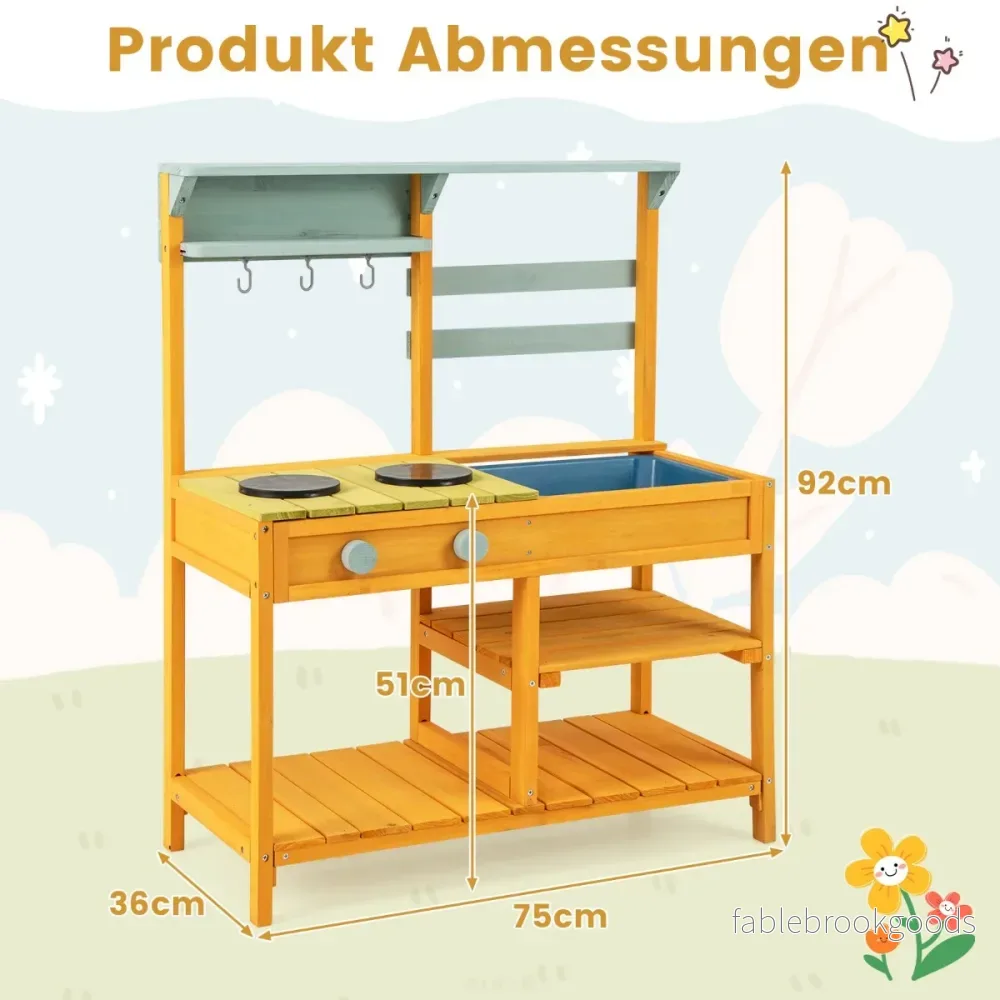 Mud – Kitchen Lekkök av gran med spisknoppar och diskbänk – Gul - Bild 2