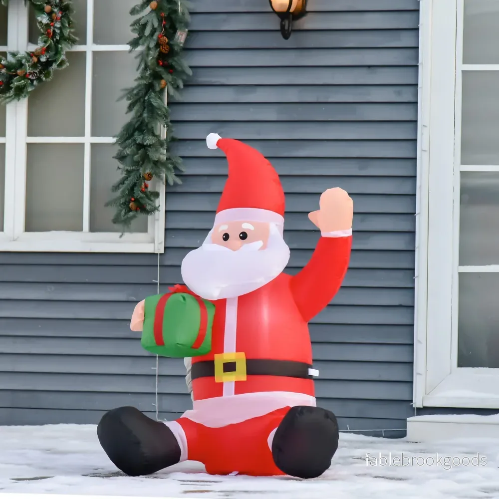 Uppblåsbar jultomte juldekoration med LED-ljus - Bild 2