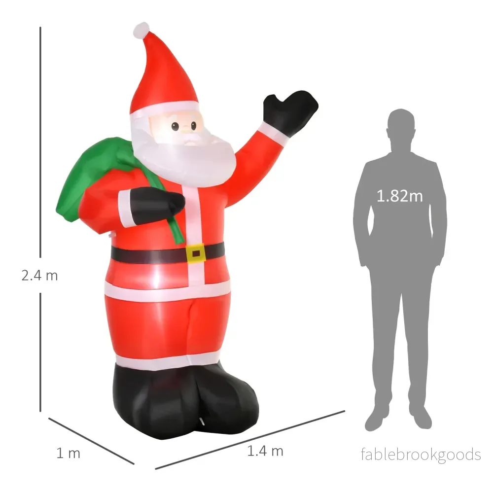 Uppblåsbar jultomte med LED-ljus, 2,4m, inomhus/utomhus - Bild 3