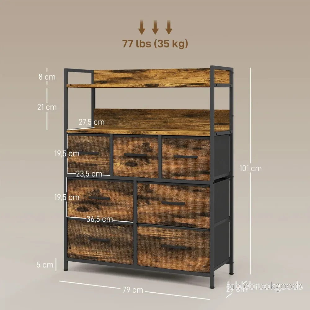 Rustik brun tyglåda - 7 lådor, 2 hyllor - Bild 3