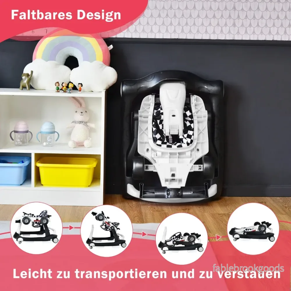 i – Baby Walker Hopfällbar – 4 1 73 x 64 x 50,5/53,5/55,5 cm – Vit