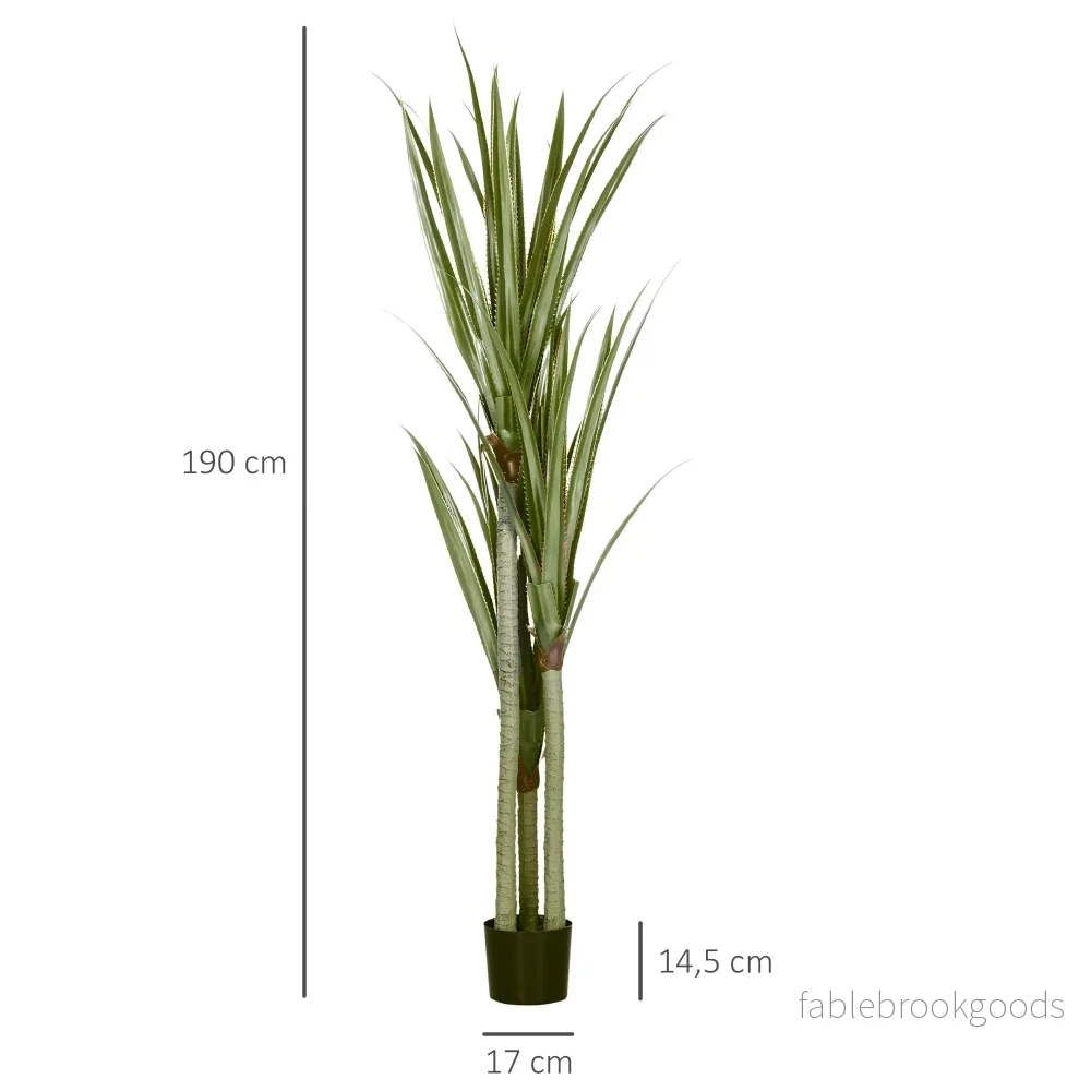 Konstgjord Yucca-växt, 190 cm, inomhus/utomhus, lättskött - Bild 3