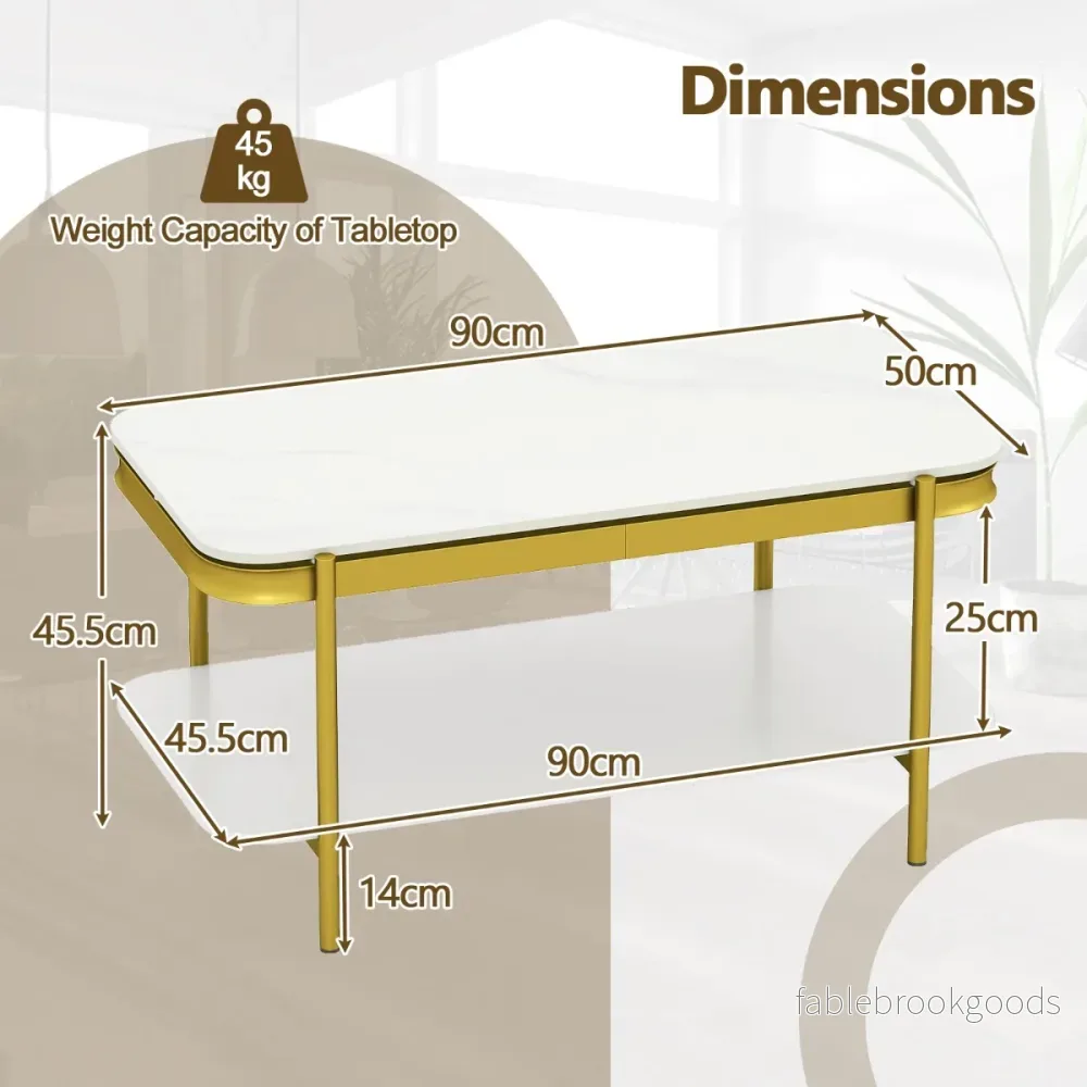 Rektangulär – soffbord Modern cocktailbord kaffebord akcentbord – Vit - Bild 2