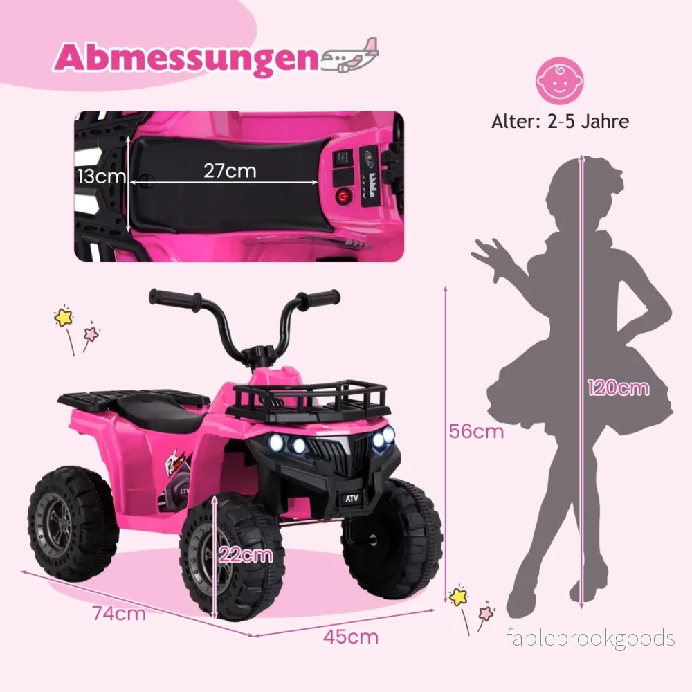 6V – barnelektrisk fyrhjuling med framåt och bakåtfunktion Elbil ATV – Rosa - Bild 2