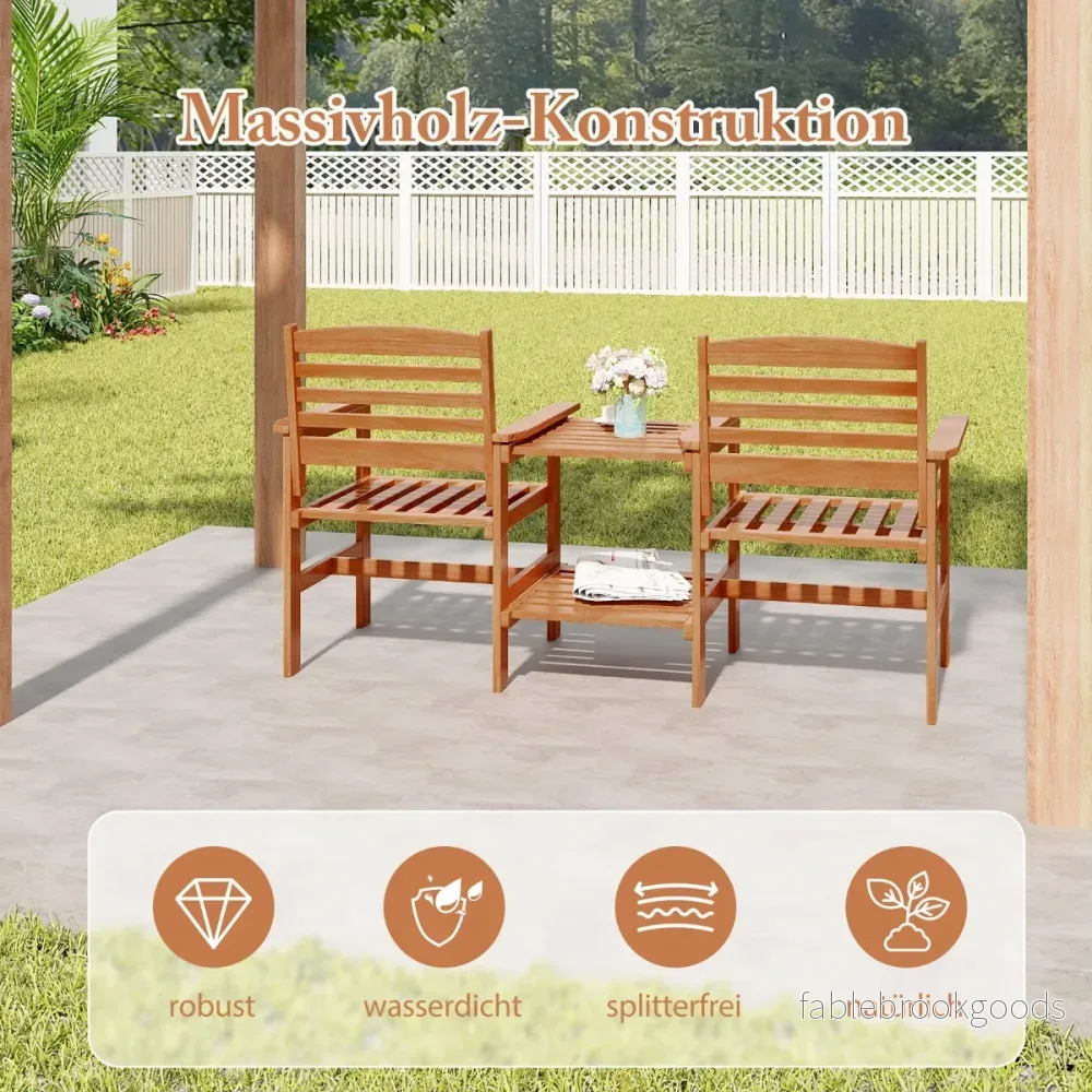 Sittset – i trä med soffbord och paraplyhål Väderbeständig trädgårdsmöbelset för terrassen – Natur - Bild 2