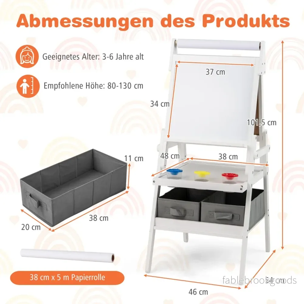 i – Barn Tafel med Pappersrulle och magnetisk Kritta Whiteboard Dubbelsidig – 3 1 – Vit - Bild 2
