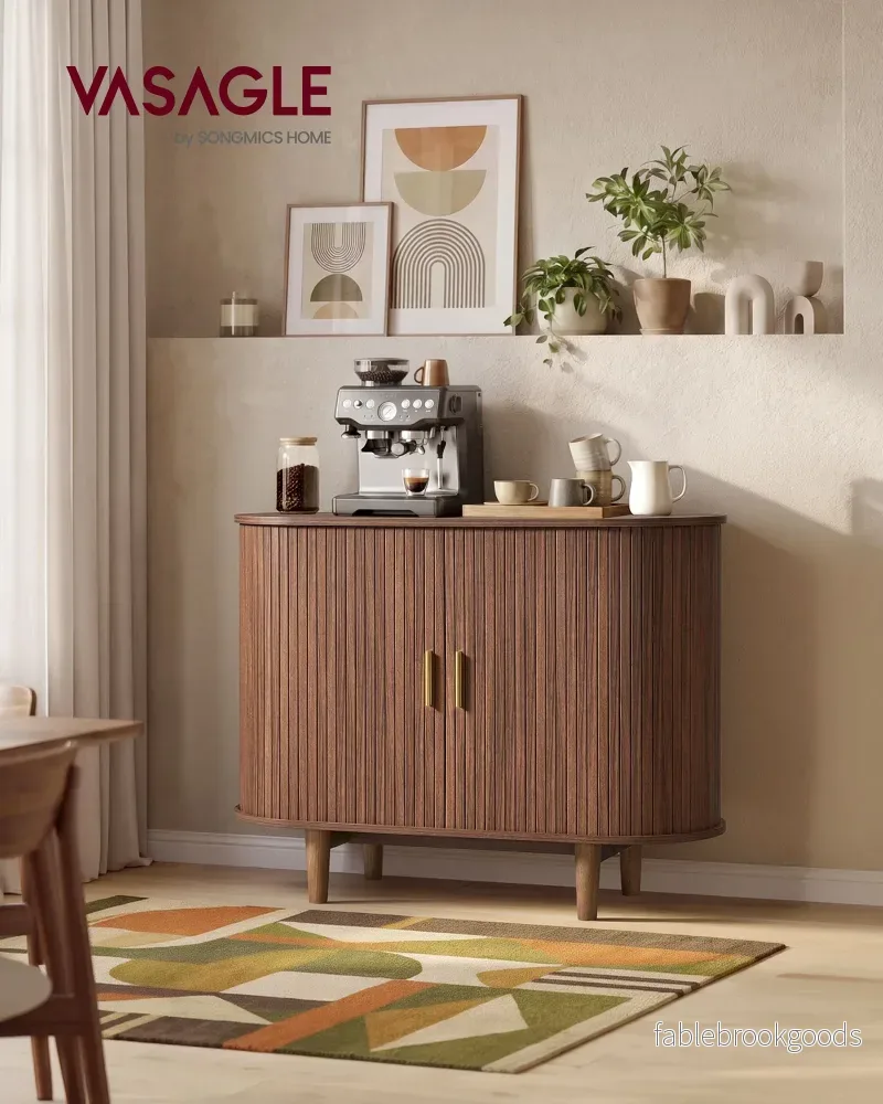 Dressoir - Met Schuifdeuren en Verstelbare Planken - Kastanjebruin - 100 x 40 x 75 cm - Bild 2