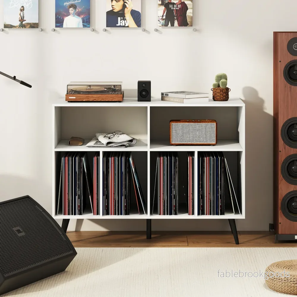nivå – skivspelare stativ med vinylförvaringshyllor skivspelarskåp – 3 – Vit - Bild 3