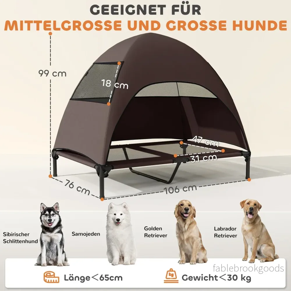 Förhöjd hundstol utomhus med tak och kylnät - Bild 3