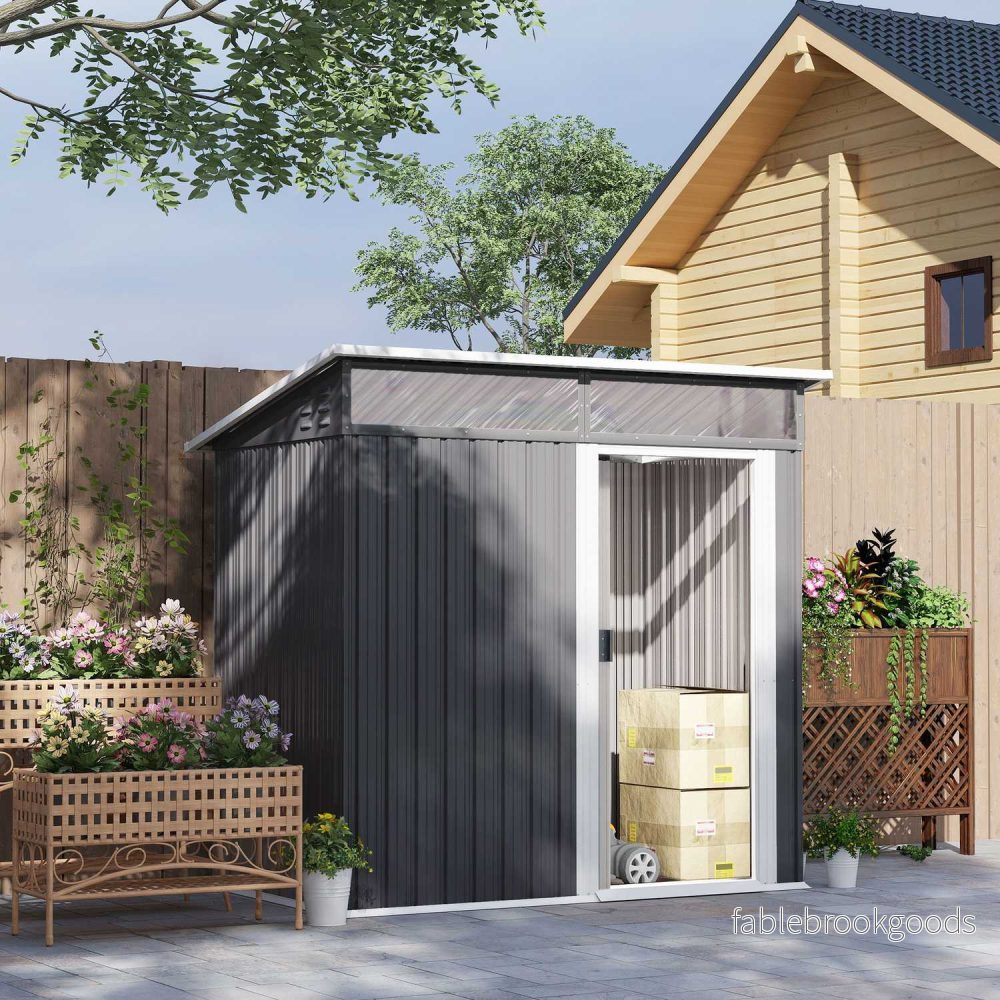 Verktygsskjul i metall 1,9 m² med skjutdörr och fönster - Bild 2
