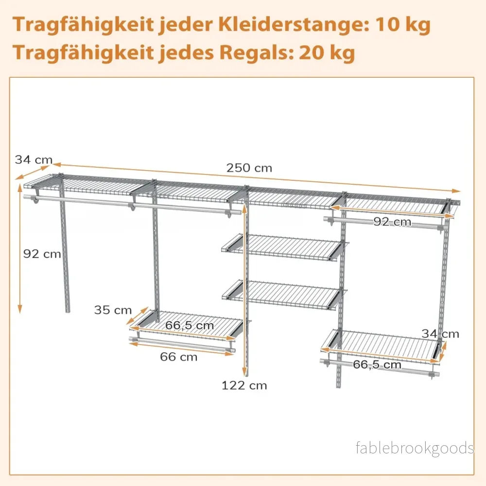 Öppen – garderob Utbyggbar DIY förvaringssystem – 122-244 cm – Grå - Bild 2