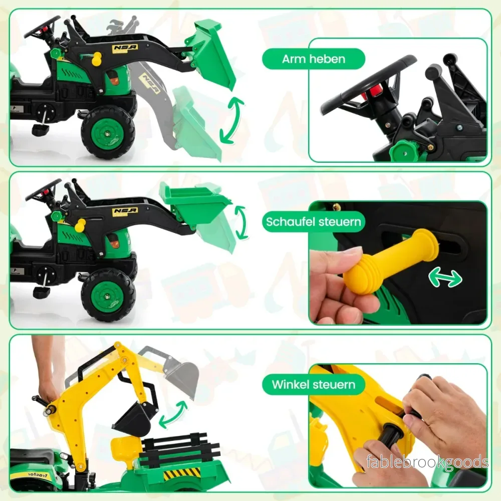 i – åkgrävmaskin för barn bulldozer med hjul – 3 1 6 178 x 42 x 60 cm – Grön - Bild 2