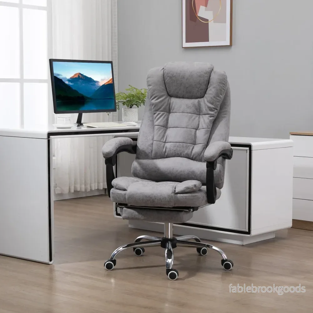 Ergonomisk kontorsstol med massage, lutning & värme, grå - Bild 2
