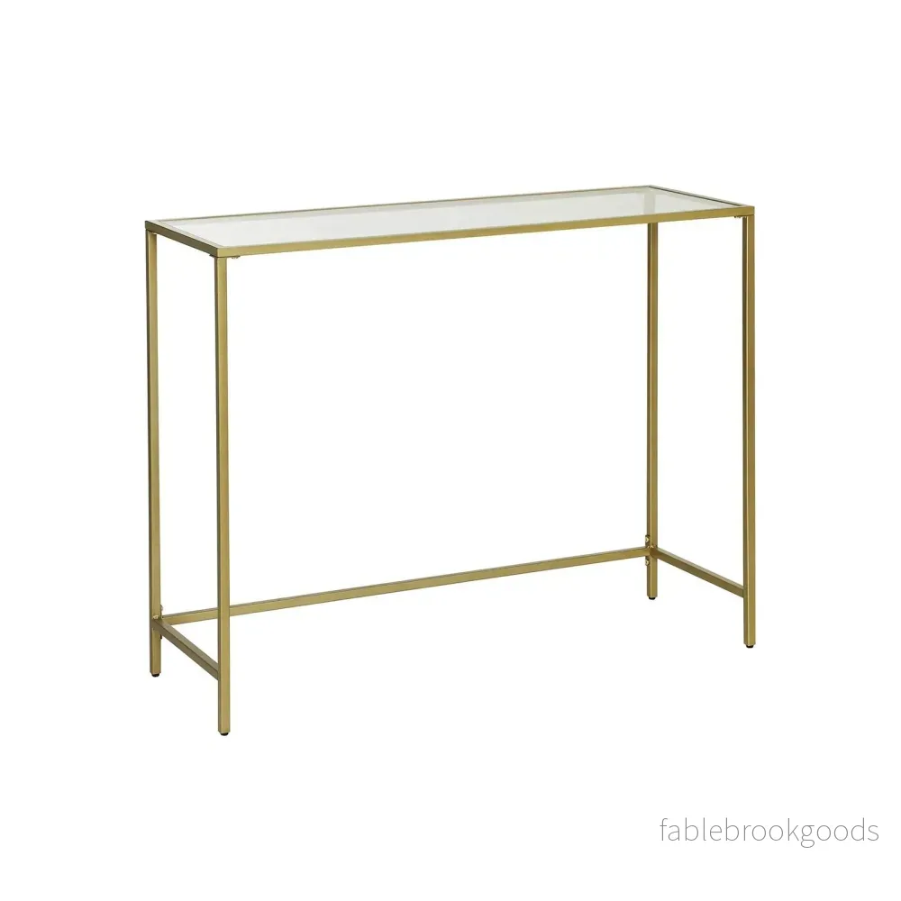 Konsolbord – Modern design – Glasskiva – Guld