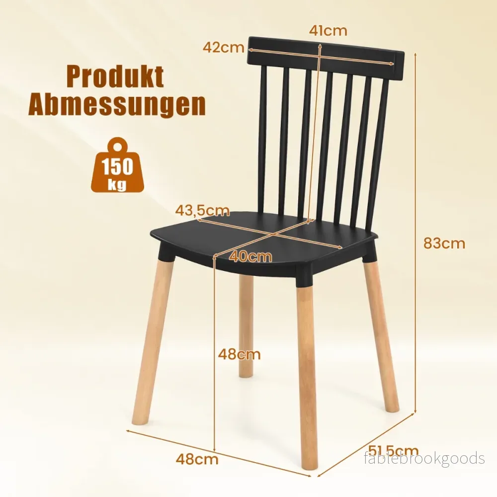 Set – med matstolar spindelryggar och böjda säten armlösa – 4 – Svart - Bild 2