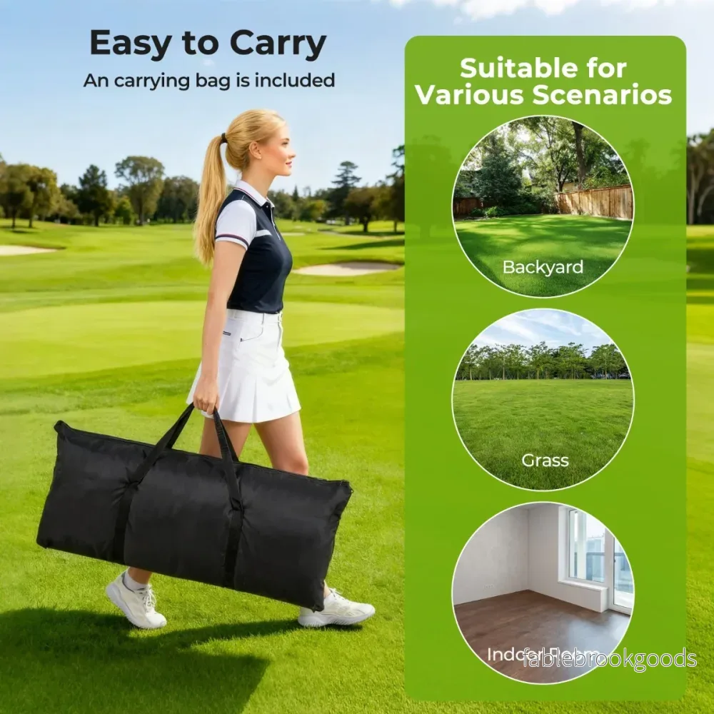 Golfnät – golfövningsnät med måltavla vikbara sidodelar och golvnät – 326 x 305 x 225 cm – Svart - Bild 3