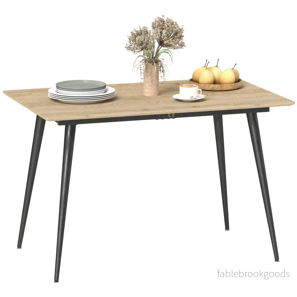 Utdragbart matbord, säten 6-8, stålben, naturlig finish Utdragbart matbord, säten 6-8, stålben, naturlig finish