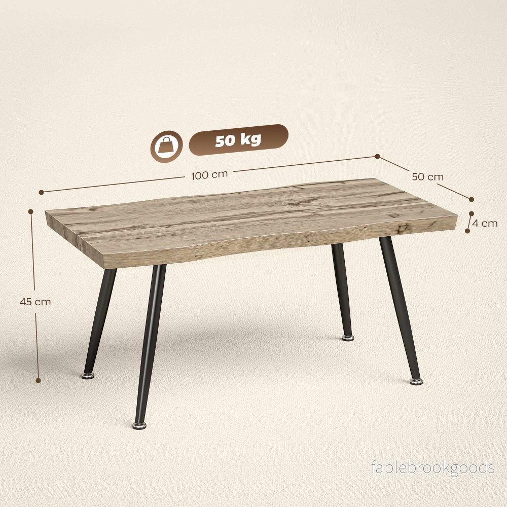 Soffbord med stålben, ekfinish, 100x50x45 cm - Bild 3