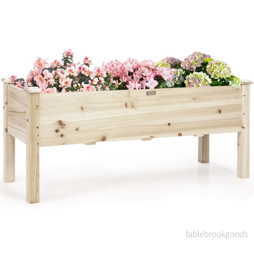 Upphöjd – plantering tråg säng gjord av gran trä plantera trädgård kit – 120 x 43,5 x 51 cm – Natur - Bild 3