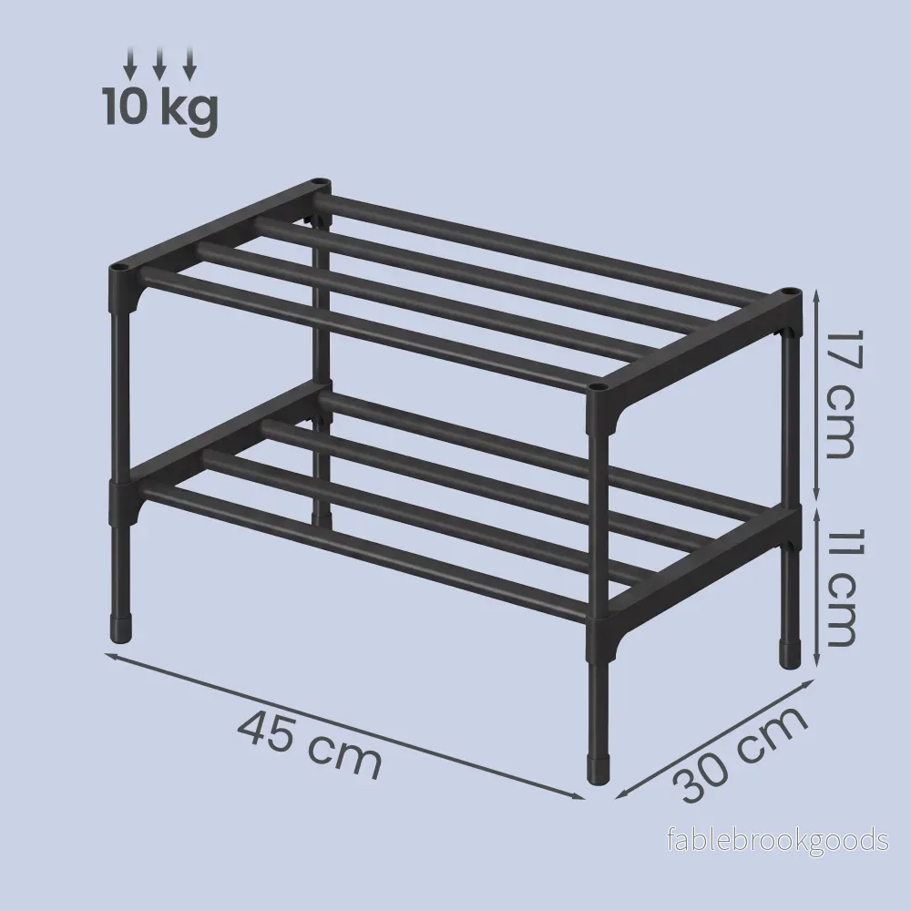 Schoenenrek - 2 Etages - Modulair - Ruimtebesparend - Zwart - Bild 3