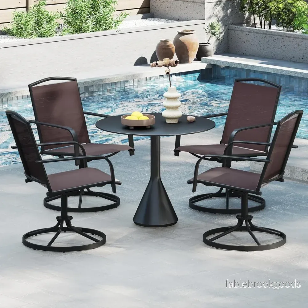 pack – 360° roterbara trädgårdsstolar med snabbtorkande tyg, terrassstolar bruna – 2 – Brun - Bild 3