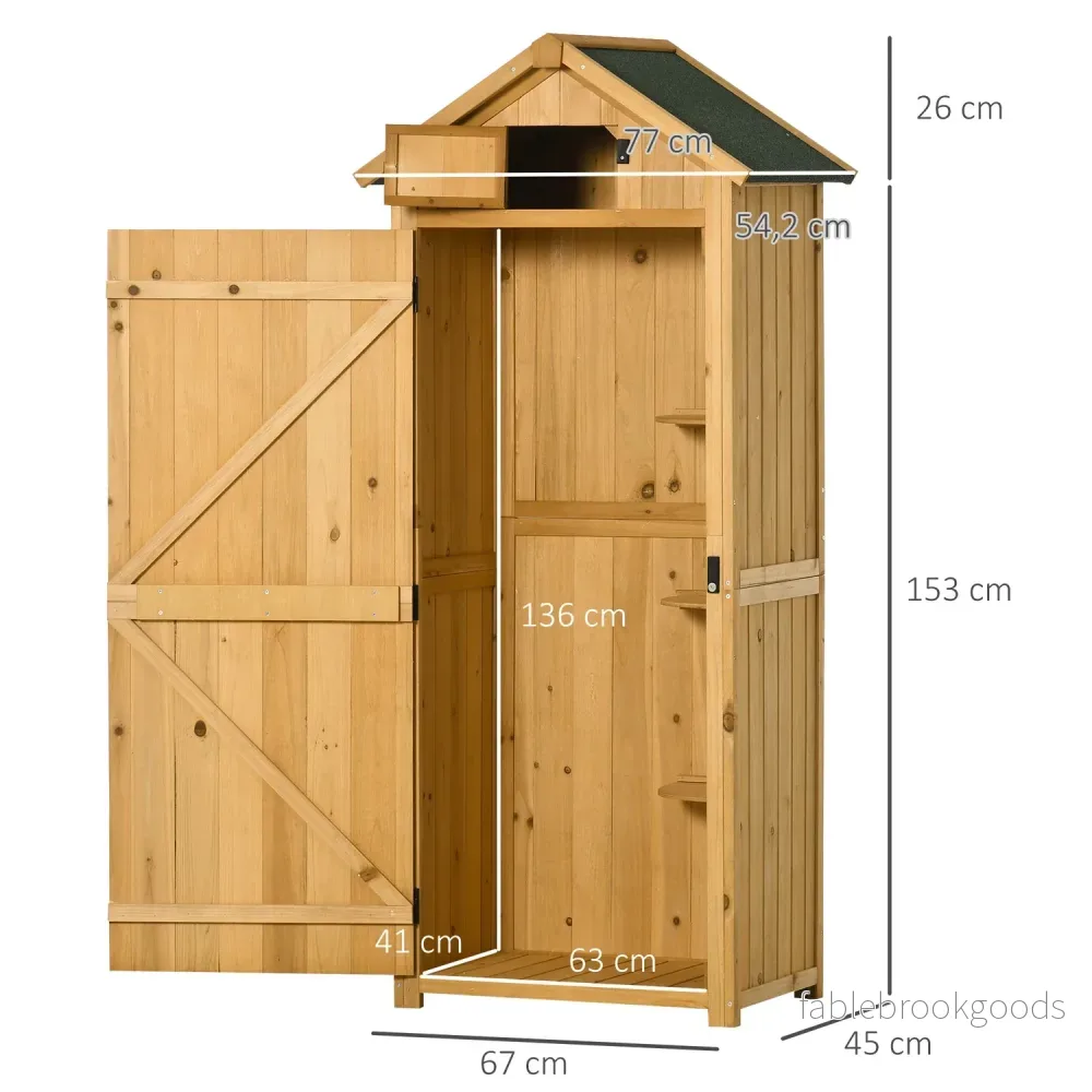 Trädgårdsredskapsbod i trä med hyllor, asfalttak, fönster - Bild 3