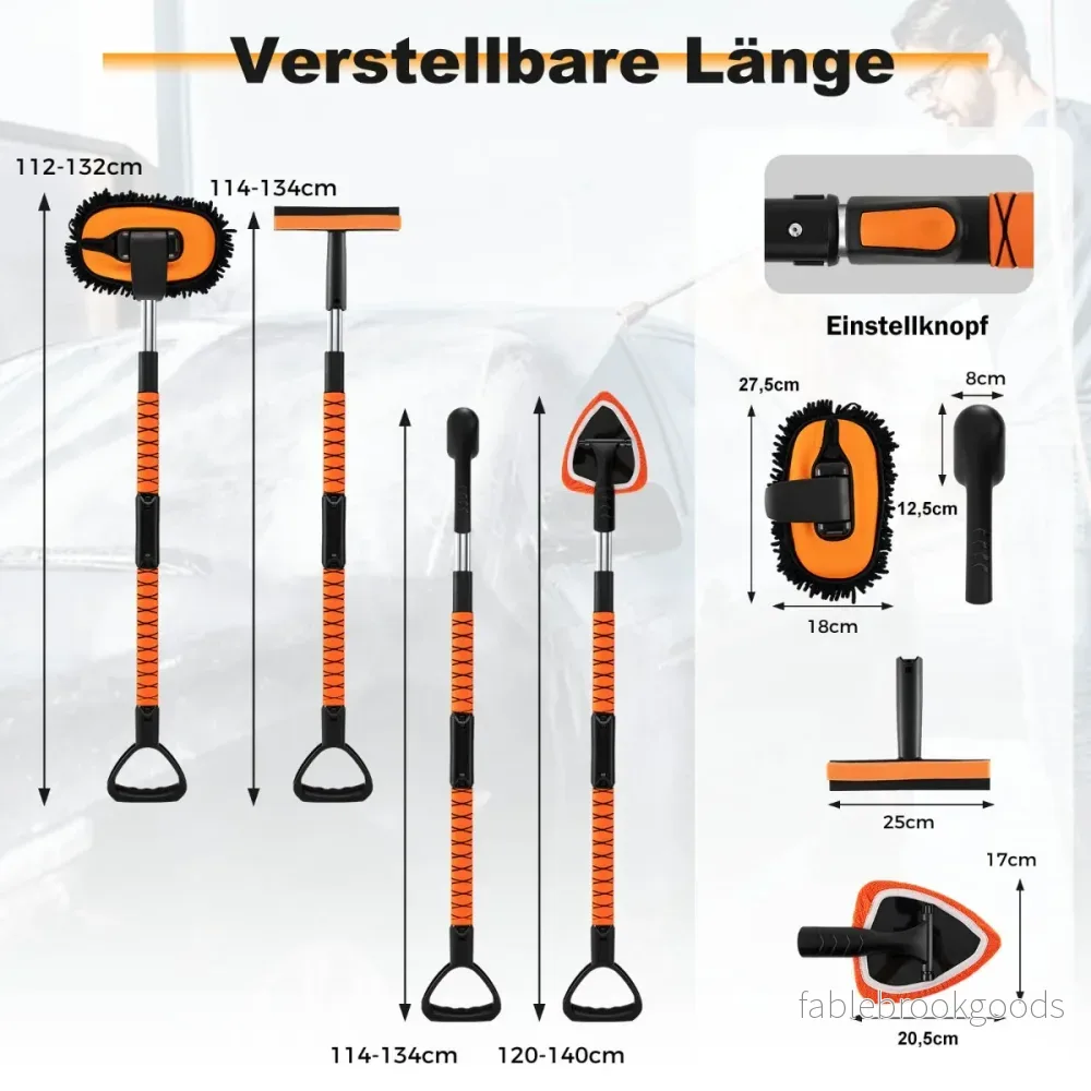 Autowaschborste – med teleskopisk handtag. Skråmlöst set D och däckborstar – Orange - Bild 2