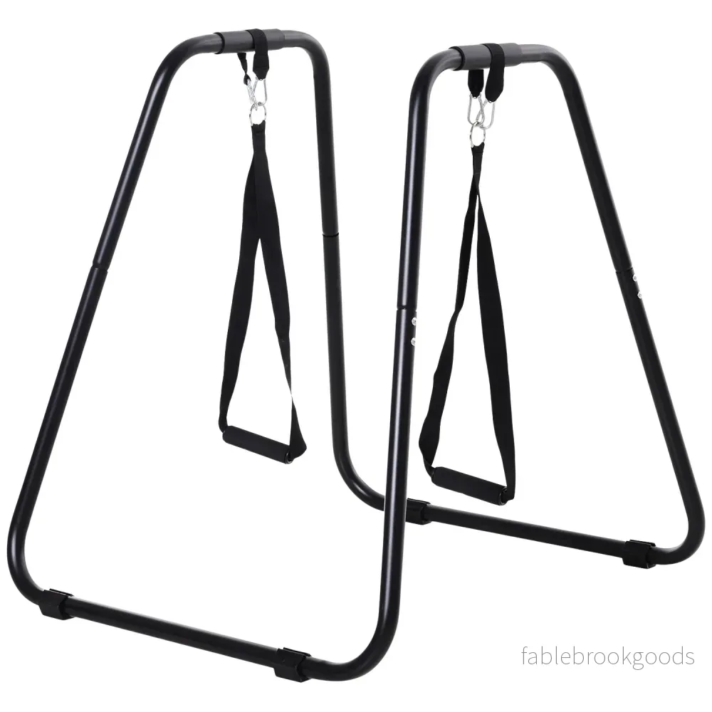 Dipställ med slingtrainer, stabilt stål, svart, 90x81x92,5 cm