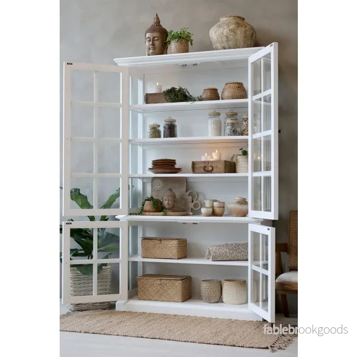 Lantligt vitrinskåp i klassisk stil 196cm - vit - Bild 3