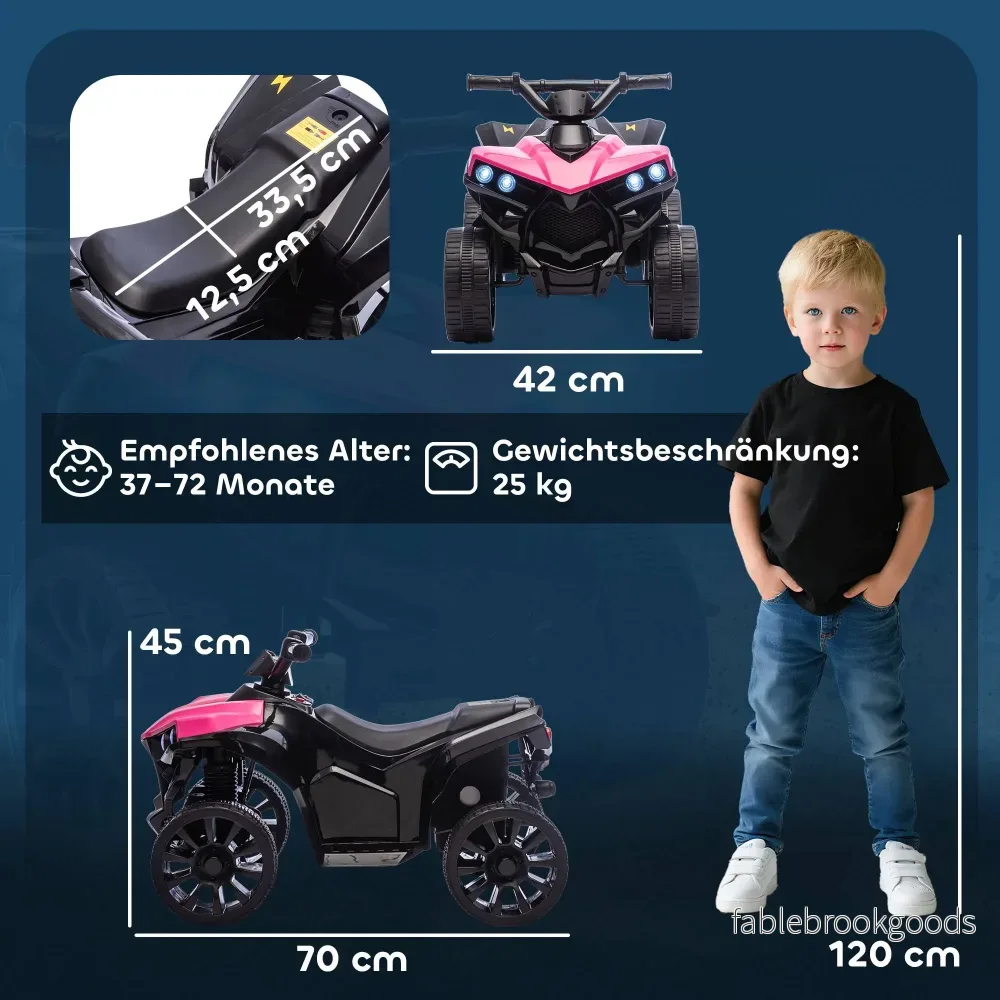 Elfyrhjuling för barn, 6V-motor, rosa, 3-6 år - Bild 3