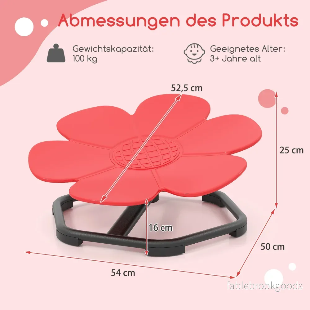 Sensorisk – snurrstol barn 360° Karusell Autism med halkfri metallbas Blomma – Röd - Bild 2