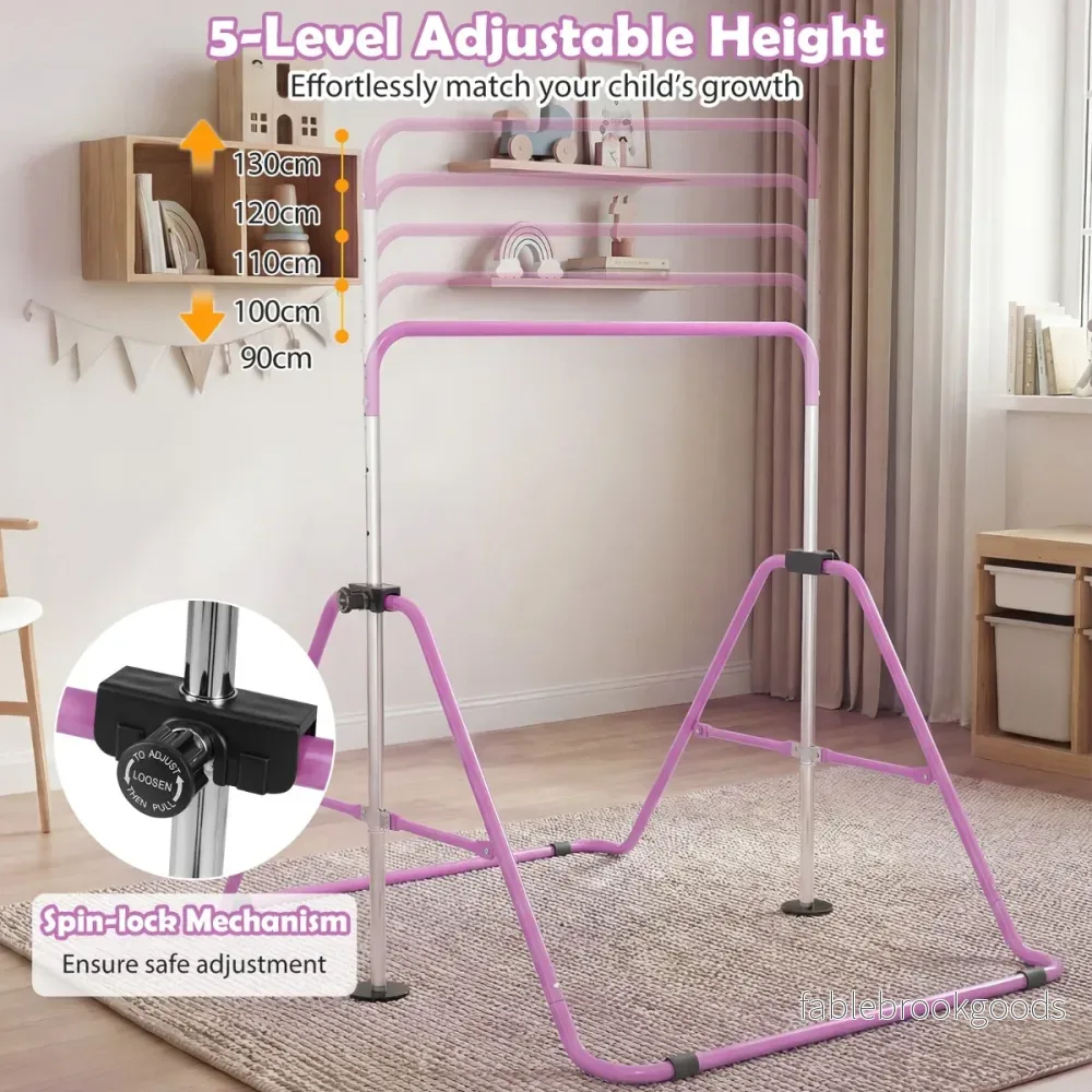 Barn – gymnastikstång höjdjusterbar vikbar rekstång träningsstång Bärkapacitet upp till – 90-130 cm 70 kg – Lila - Bild 3