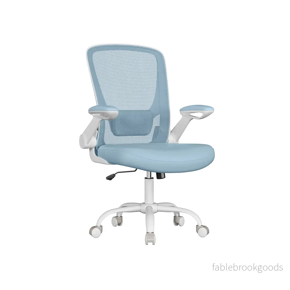 Kontorsstol – ergonomisk med fällbara armstöd – dimmblå Kontorsstol – ergonomisk med fällbara armstöd – dimmblå