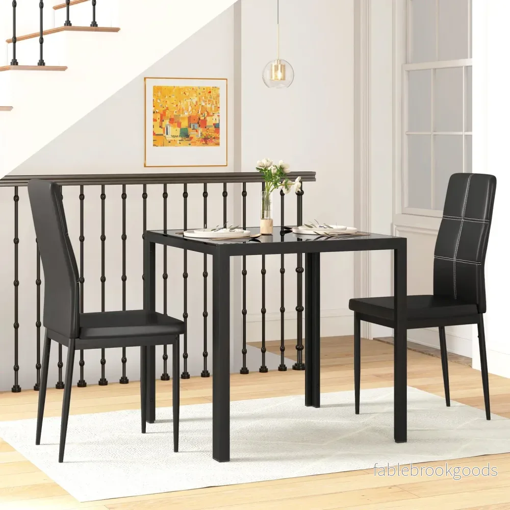 Matställ matbord med 4 stolar platsbesparande matsalsgrupp sittgrupp svart - Bild 2