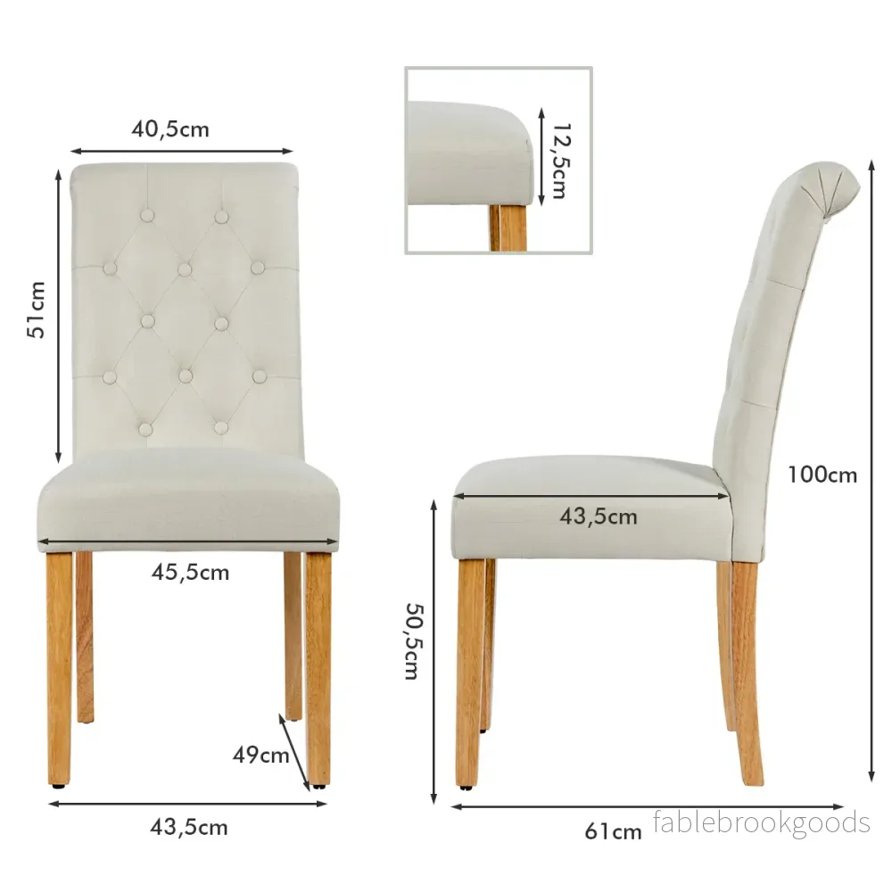 pack – knapp tuftade matsalsstolar, stoppade tygstolar med gummiträdsben – 2 – Beige - Bild 2