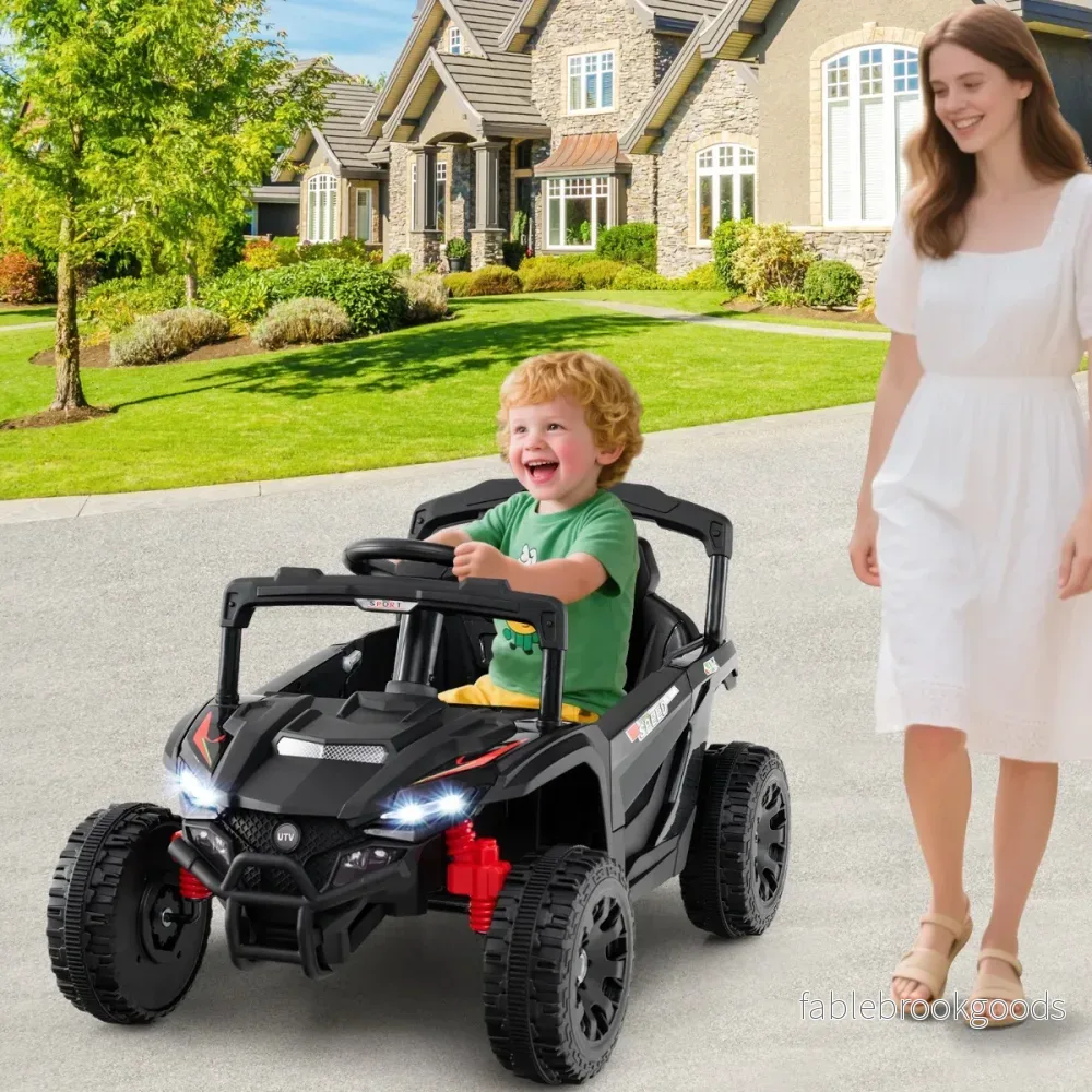 Barn – 12V elbil med fjärrkontroll Elektrisk UTV lastbil – Svart - Bild 3