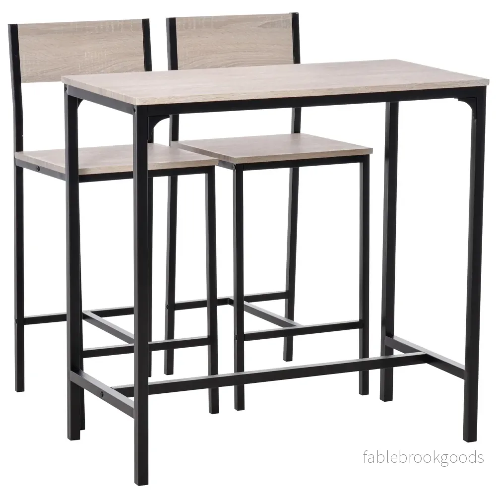 3-delad barbordsset med två stolar, naturlig MDF 3-delad barbordsset med två stolar, naturlig MDF