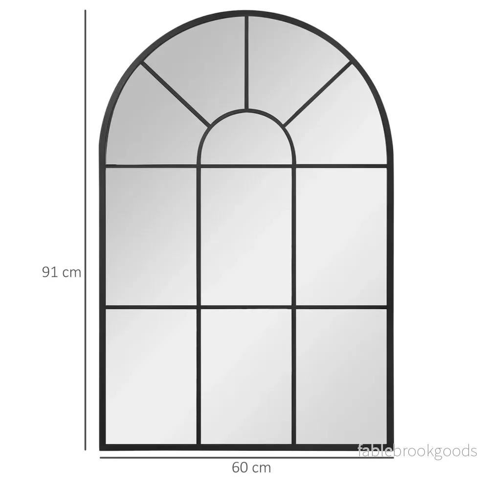 Välvd svart metall väggspegel 91x60cm för heminredning - Bild 3