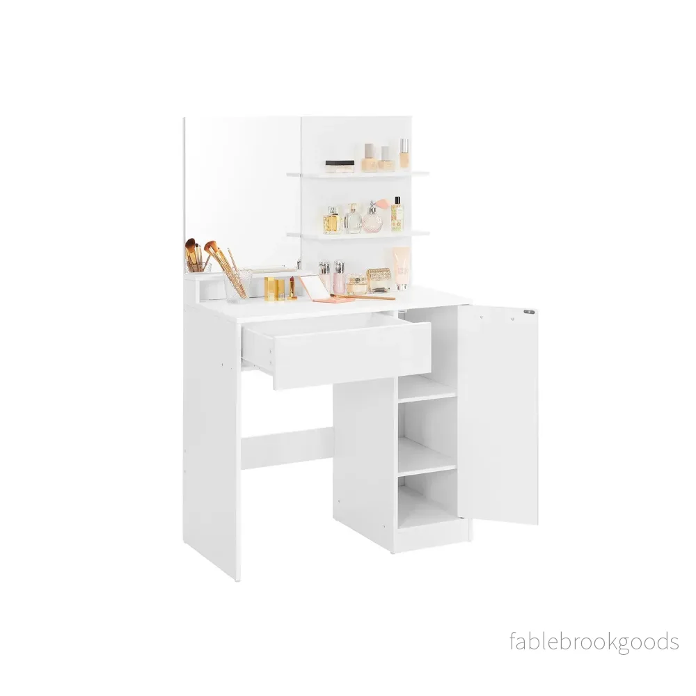 Sminkbord – Med spegel och belysning – Vit - Bild 2