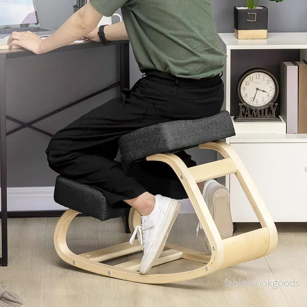 Ergonomisk knästol, björkträ, svart, 120 kg Kapacitet - Bild 2