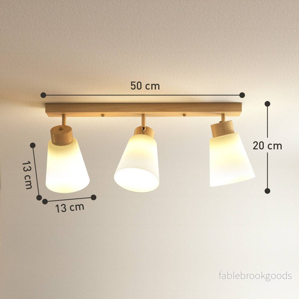 LED-taklampa, 40W, justerbara lamphuvuden, E27-sockel, träfinish - Bild 3