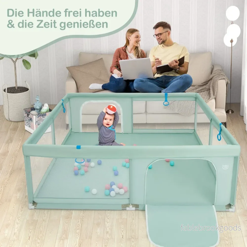 Babylekhage – med havskulor och handtag dörrlekhage Crawling Gate – 50 4 200 x 180 cm – Grön - Bild 2