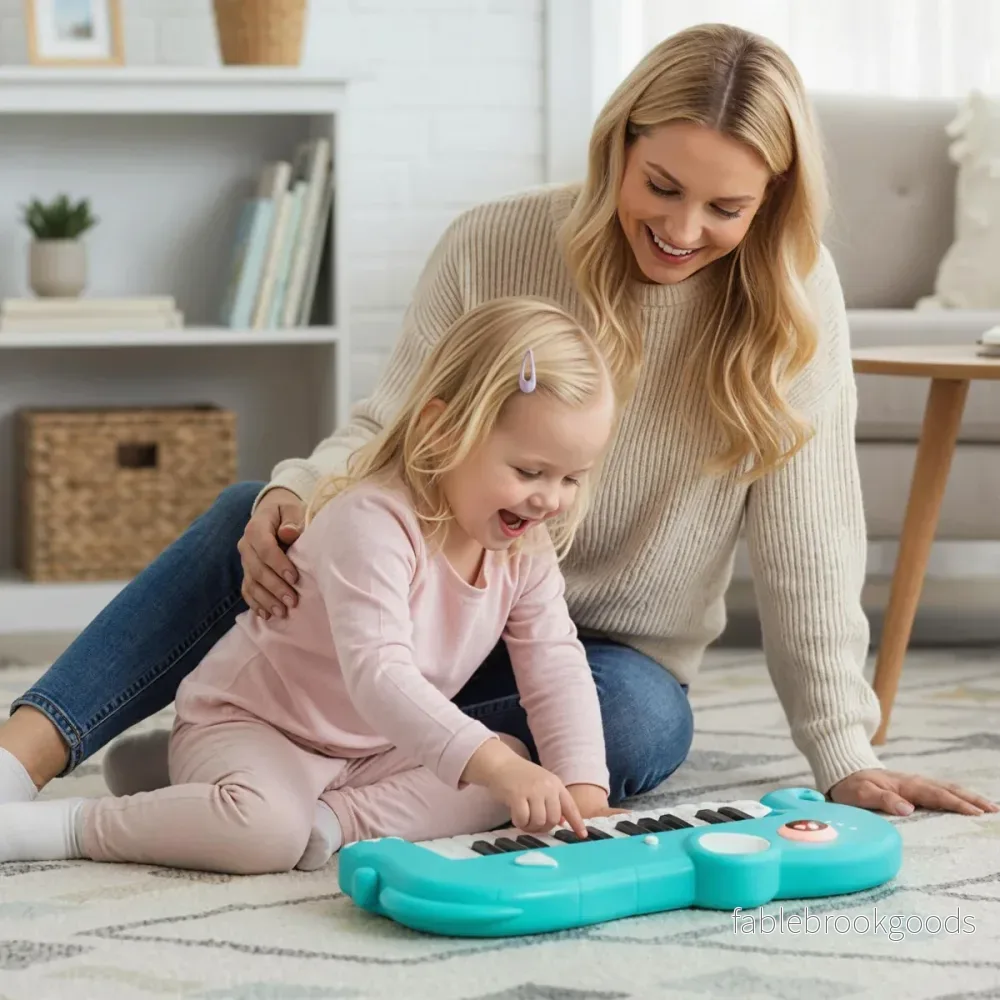 tangent – barn digitalpiano med inbyggd musik och ljus elektronisk – 25 – Blå - Bild 3