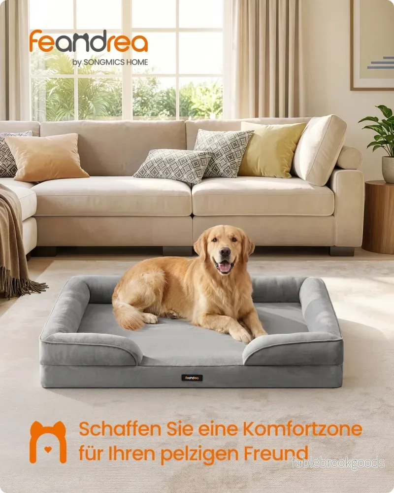 Orthopedisch Hondenbed - 112 x 81 cm - Verhoogde Rand - Wasbare Hoes - Grijs - Bild 2