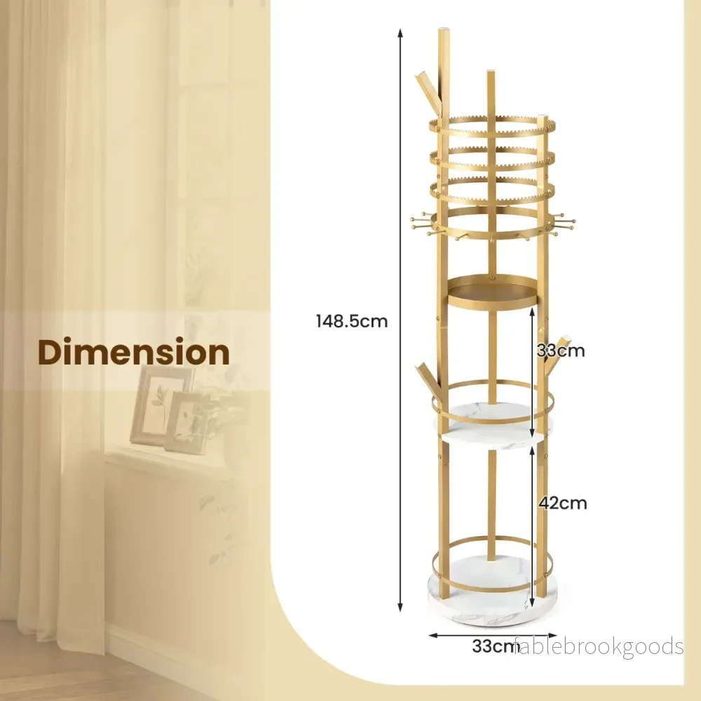 Smyckesställ – 360° roterbart för Örhängen och Halsband med Hyllplan – 3 – Guld - Bild 2