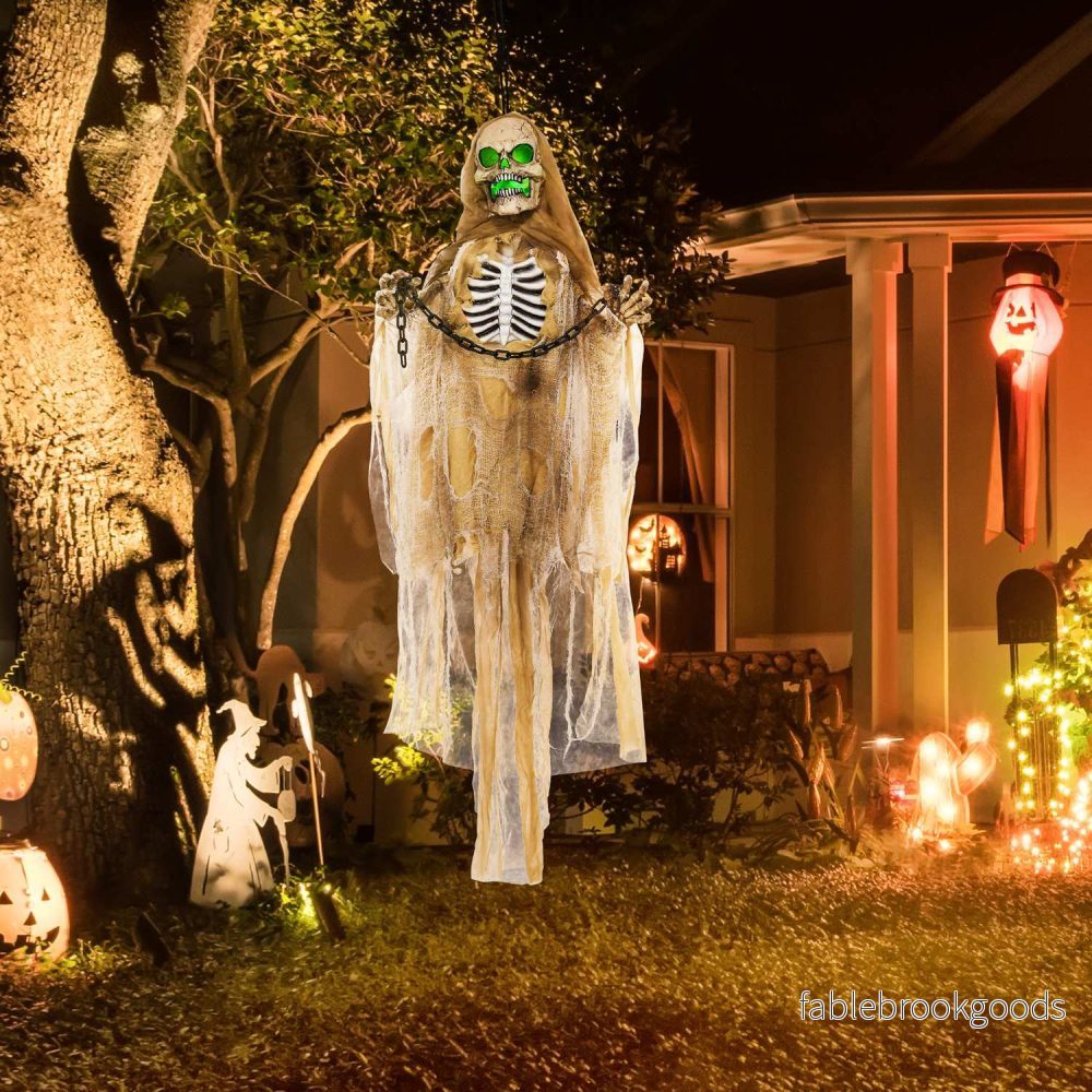 Naturlig storlek 183 cm Halloween Skelett med LED & Ljud - Bild 2